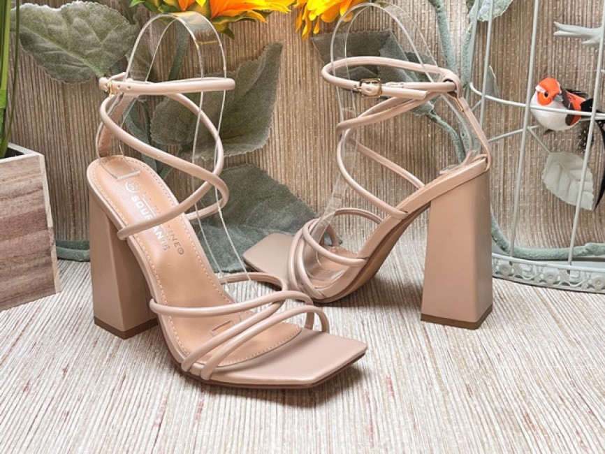 Tacón Bajo Sandalia Beige Tacon Ancho Tacon Cuadrado Sandalias