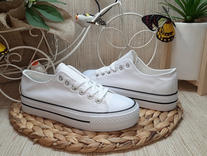 Doble Plataforma Deportivo Blanco Plataforma Zapatillas Blancas