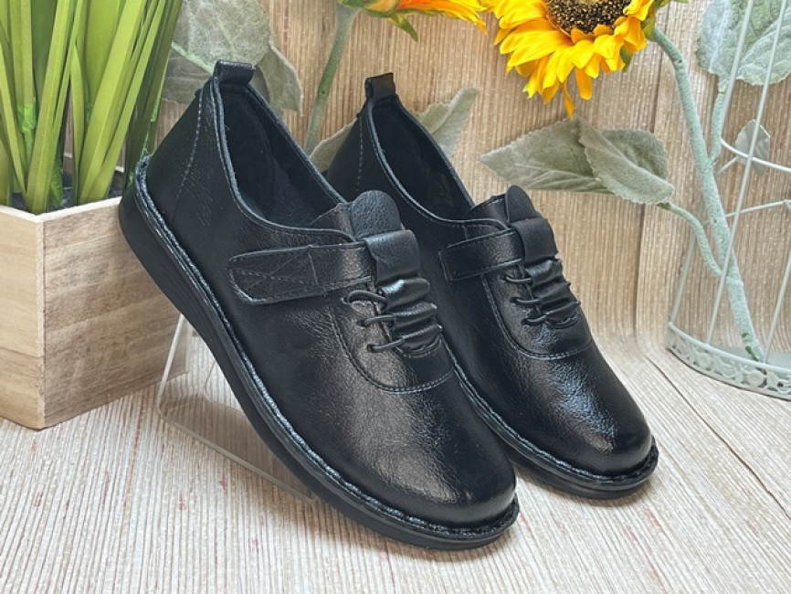 ZAPATO PLANO VELCRO COMODO NEGRO Zapa10 Zapatos Low Cost