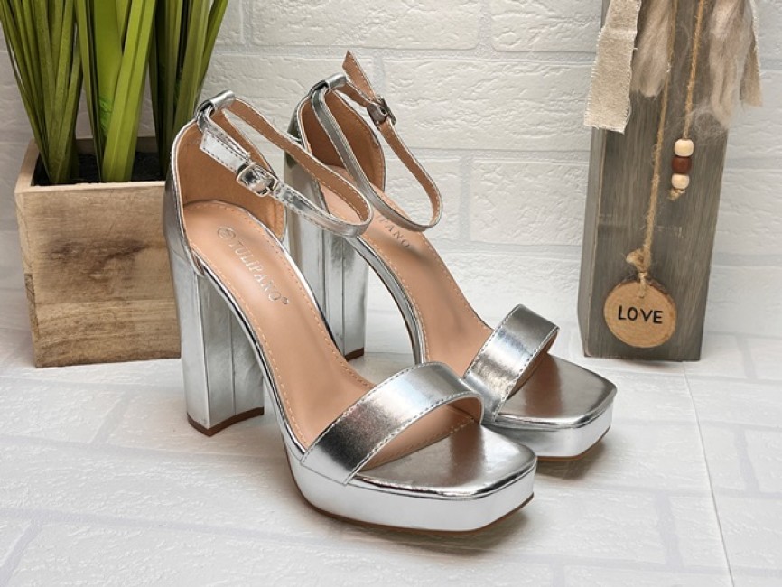 Tacon Grueso Zapatillas Altas Plateadas Tacon Ancho Zapatos Plataforma Plateados Zapatos De Tacon Bajo