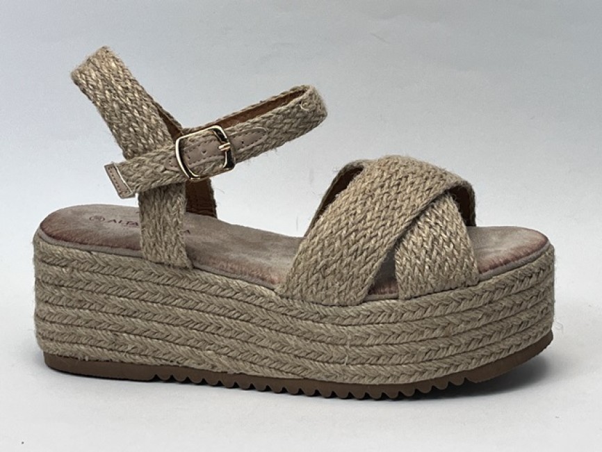 SANDALIA ESPARTO PLATAFORMA EMPEINE X BEIG Zapa10 Zapatos Low Cost