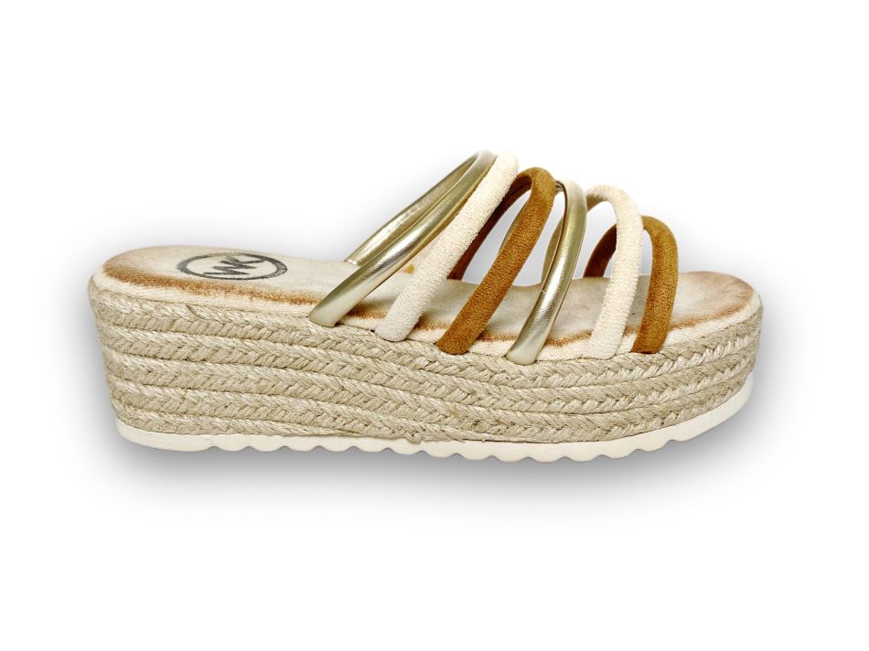 ZUECO PLATAFORMA CUÑA ESPARTO TIRAS CAMEL Zapa10 Zapatos Low Cost