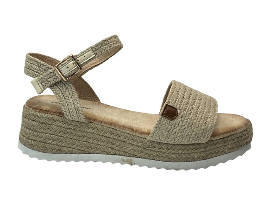 SANDALIA ESPARTO CUÑA BAJA PLANTA GEL PALA BEIG Zapa10 Zapatos