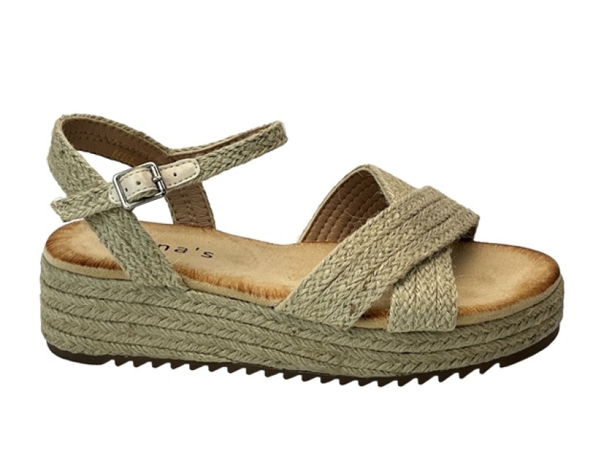 SANDALIA PLATAFORMA ESPARTO PLANTA GEL BEIG Zapa10 Zapatos Low Cost