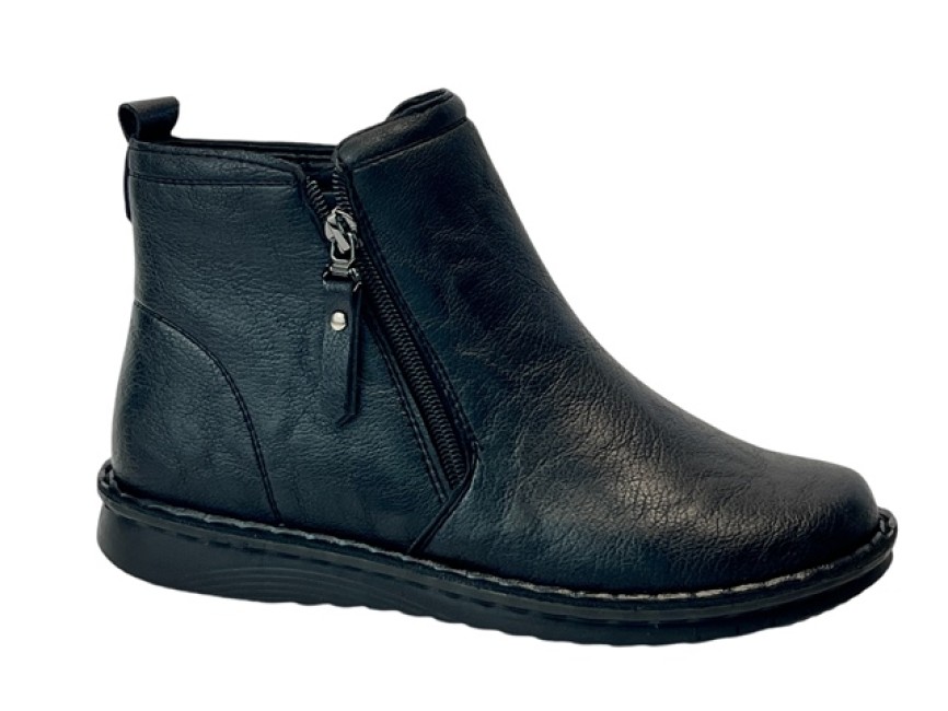 Zapato Botin Plano Negro BOTIN COMODO PLANO DOS CREMALLERAS NEGRO