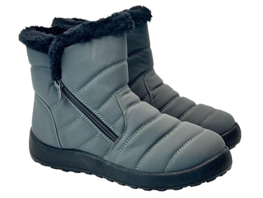 BOTA PLANA GABARDINA CREMALLERA PELO GRIS Zapa10 Zapatos Low Cost